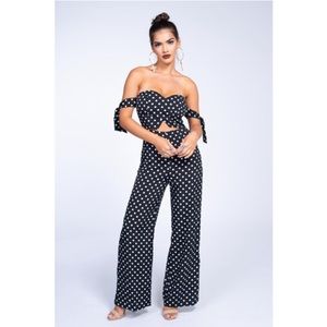 Polka Dot Cut Out Jumpsuit